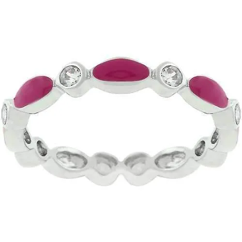 Fuchsia Link Enamel Stacker Ring