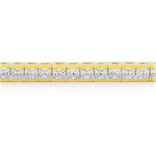 Hana Princess CZ Gold Tennis Bracelet – 7in | 11ct