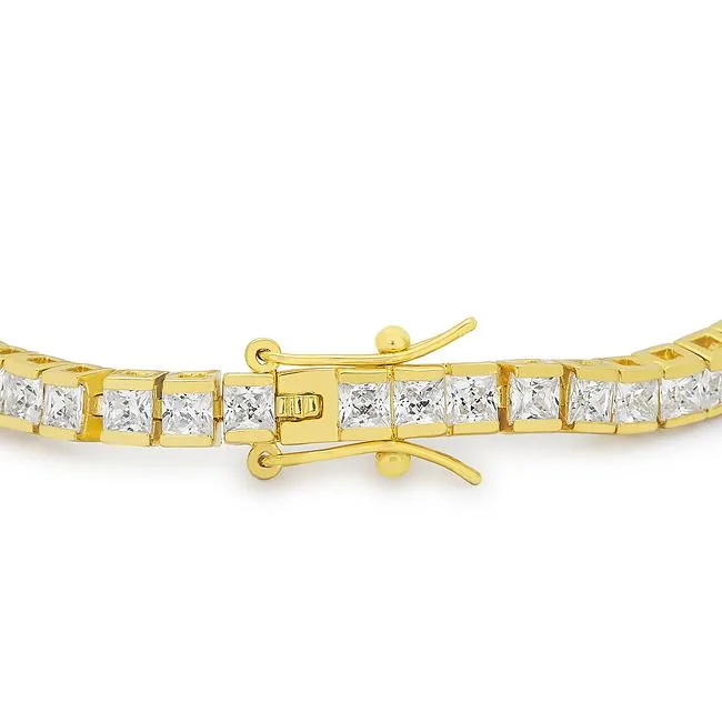 Hana Princess CZ Gold Tennis Bracelet – 7in | 11ct