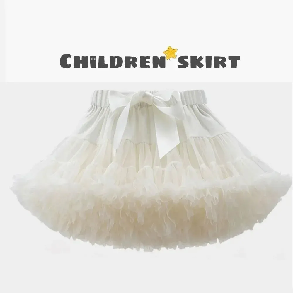 HOT Girls Tutu Skirts Solid Fluffy Tulle Princess Ball Gown Pettiskirt Kids Ballet Party Performance Dress for Children PP001