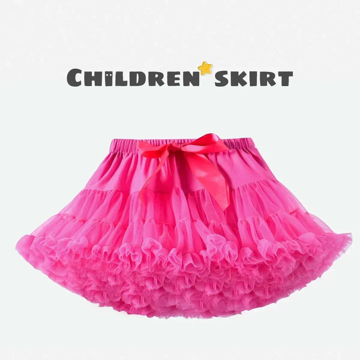 HOT Girls Tutu Skirts Solid Fluffy Tulle Princess Ball Gown Pettiskirt Kids Ballet Party Performance Dress for Children PP001