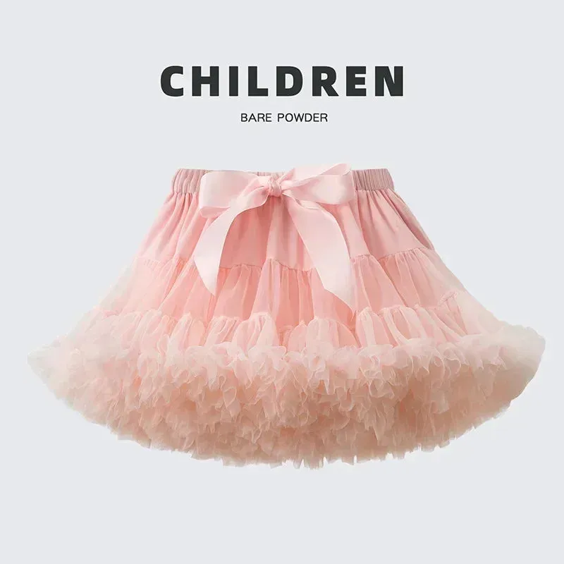 HOT Girls Tutu Skirts Solid Fluffy Tulle Princess Ball Gown Pettiskirt Kids Ballet Party Performance Dress for Children PP001