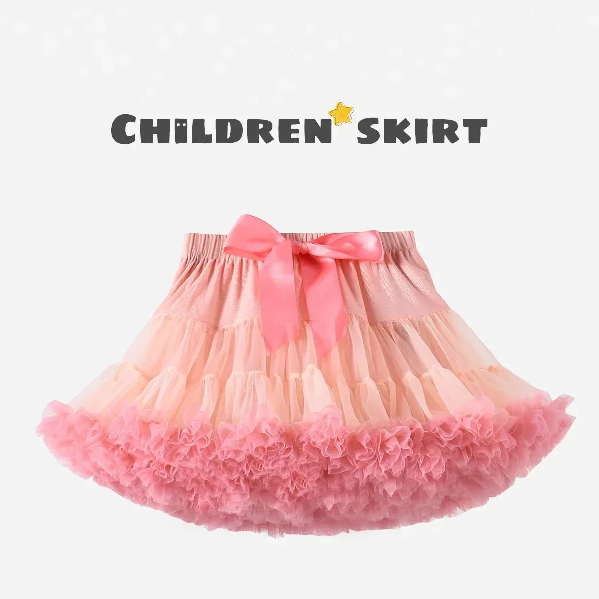 HOT Girls Tutu Skirts Solid Fluffy Tulle Princess Ball Gown Pettiskirt Kids Ballet Party Performance Dress for Children PP001