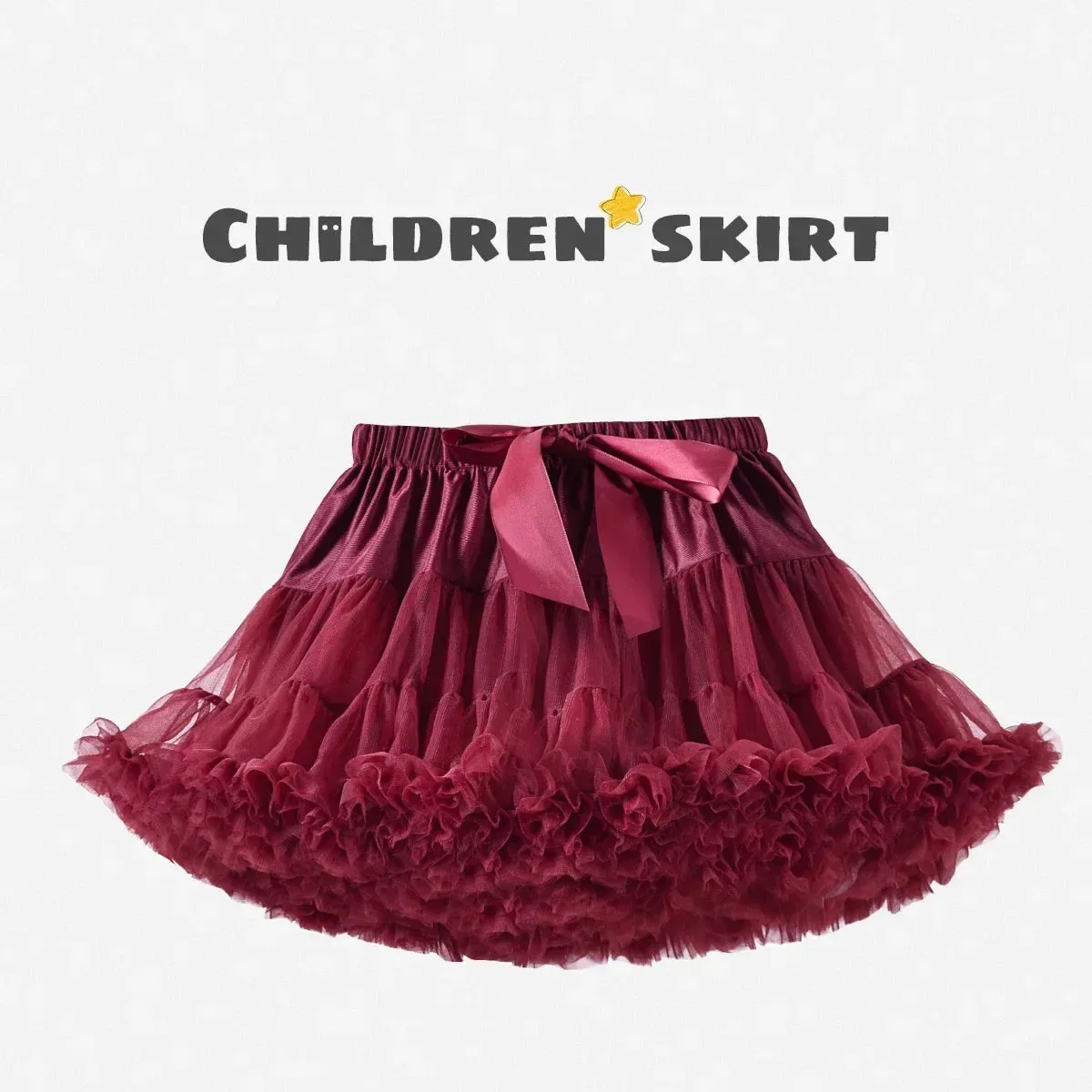 HOT Girls Tutu Skirts Solid Fluffy Tulle Princess Ball Gown Pettiskirt Kids Ballet Party Performance Dress for Children PP001