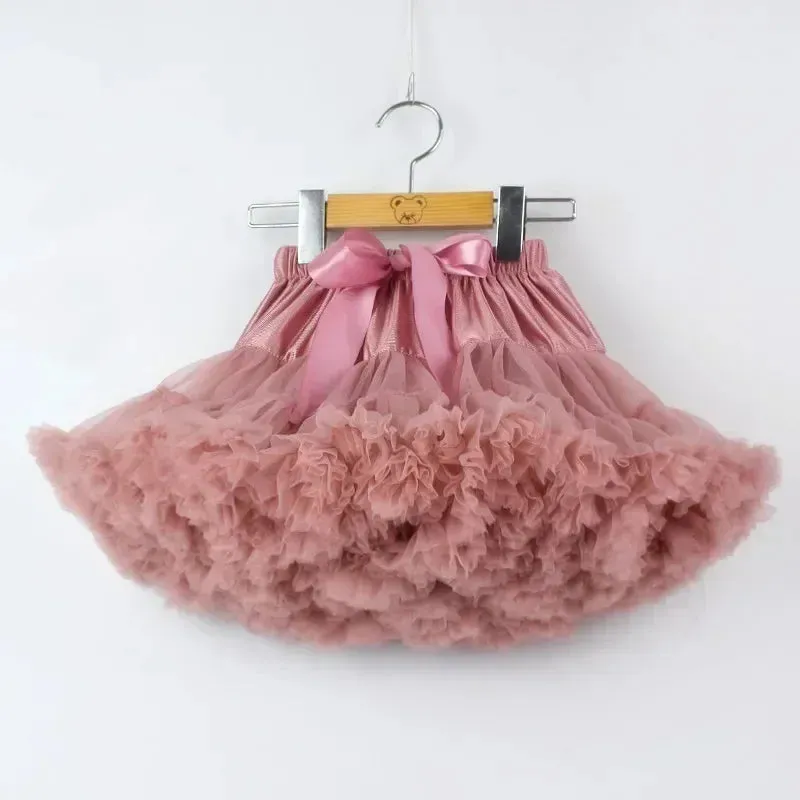 HOT Girls Tutu Skirts Solid Fluffy Tulle Princess Ball Gown Pettiskirt Kids Ballet Party Performance Dress for Children PP001