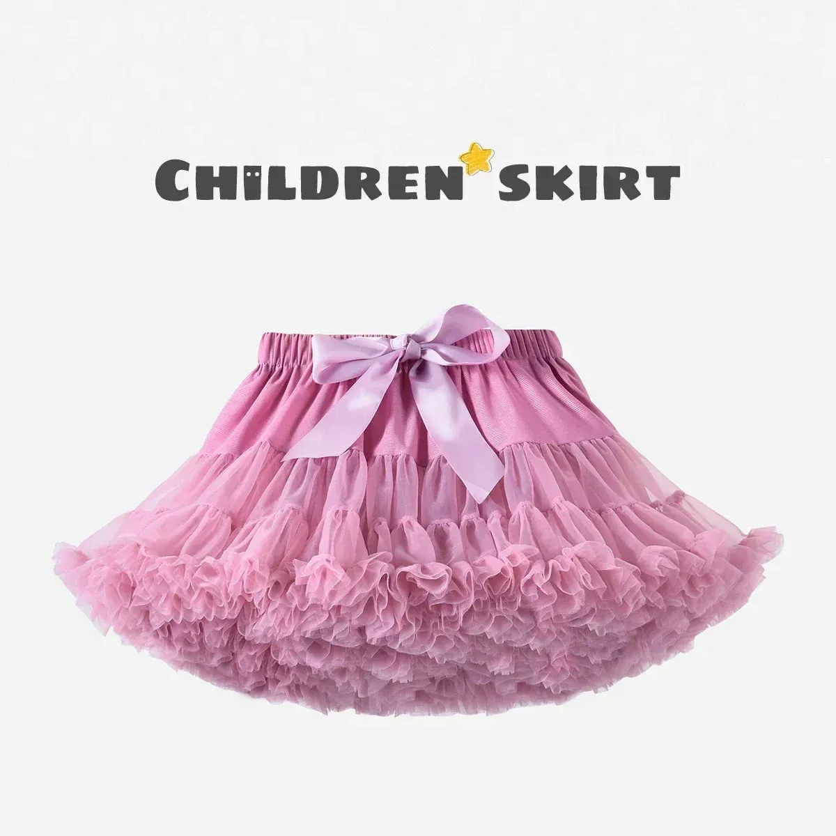 HOT Girls Tutu Skirts Solid Fluffy Tulle Princess Ball Gown Pettiskirt Kids Ballet Party Performance Dress for Children PP001