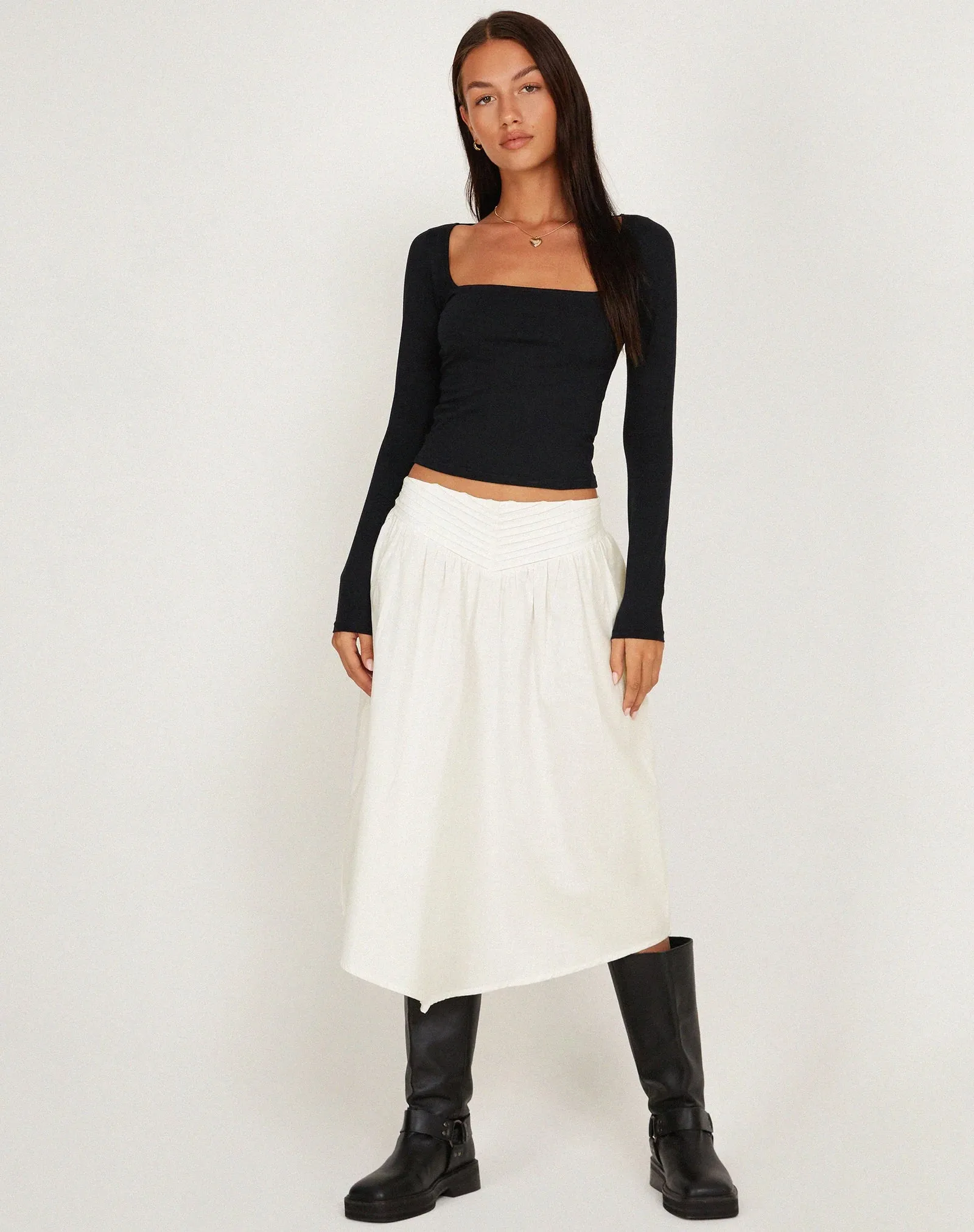 India Midi Skirt in White