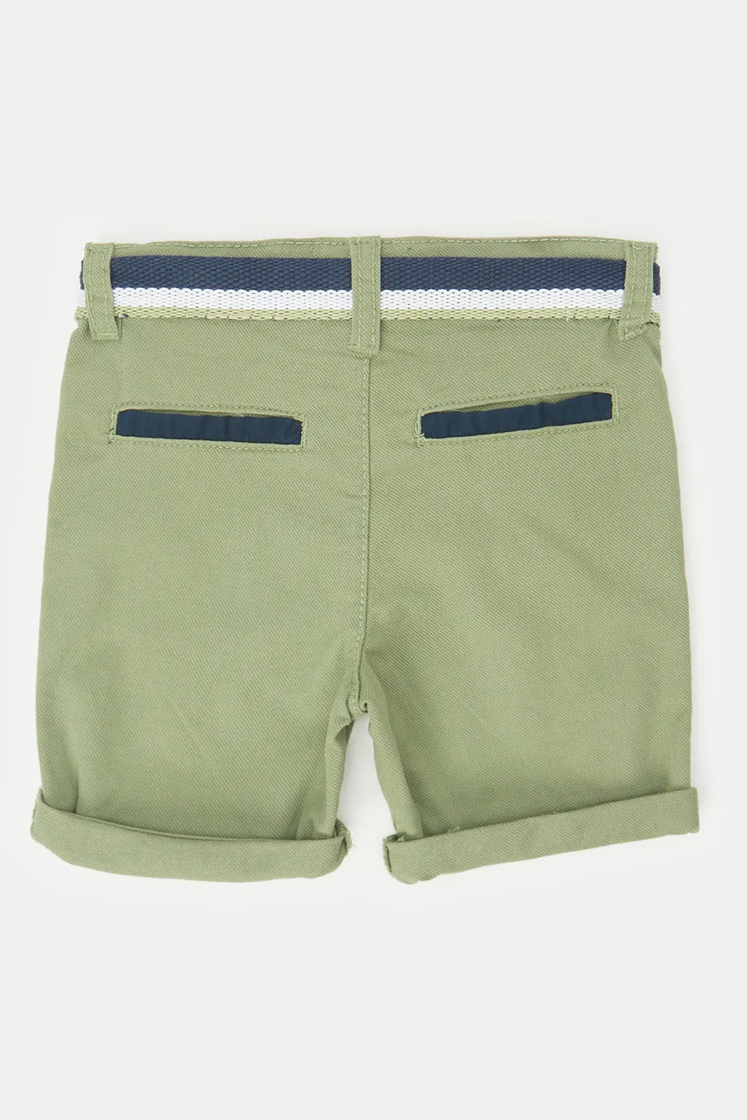 Infant Boys Olive Chino Shorts With Belt