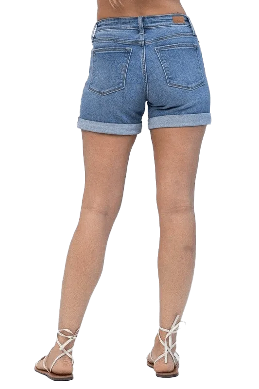 Judy Blue Medium Mid Rise Cuffed Shorts