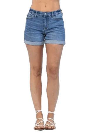 Judy Blue Medium Mid Rise Cuffed Shorts