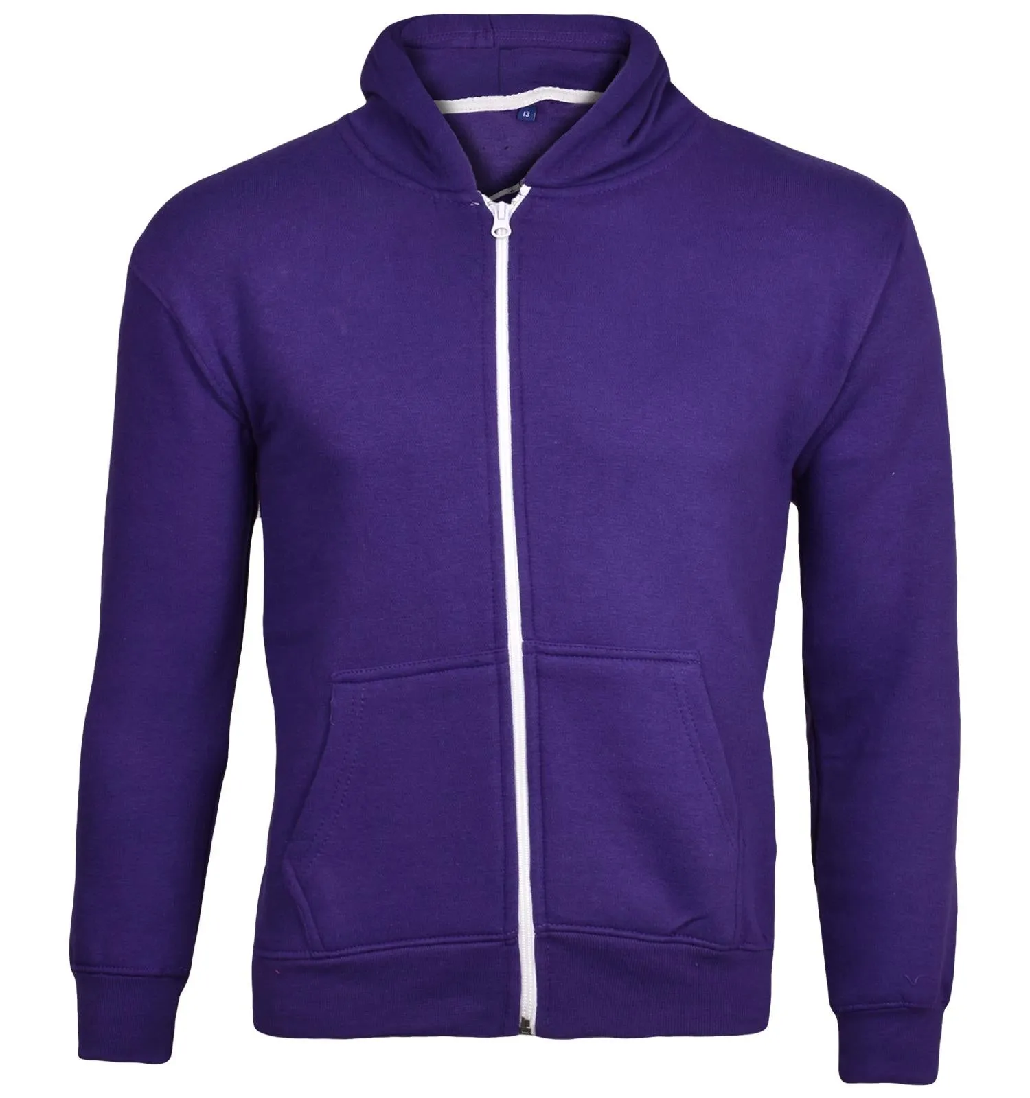 Kids Unisex Plain Zip up Hoodie - No Cord