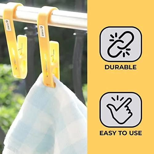 Kuber Industries Multipurpose Bar Hooks & Pins for Laundry, Kitchen, & Wardrobe|Superior Quality ABS|Durable, Strong Grip|Easy to Use|77024(Y)|Pack of 3|Yellow