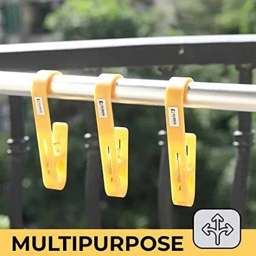 Kuber Industries Multipurpose Bar Hooks & Pins for Laundry, Kitchen, & Wardrobe|Superior Quality ABS|Durable, Strong Grip|Easy to Use|77024(Y)|Pack of 3|Yellow