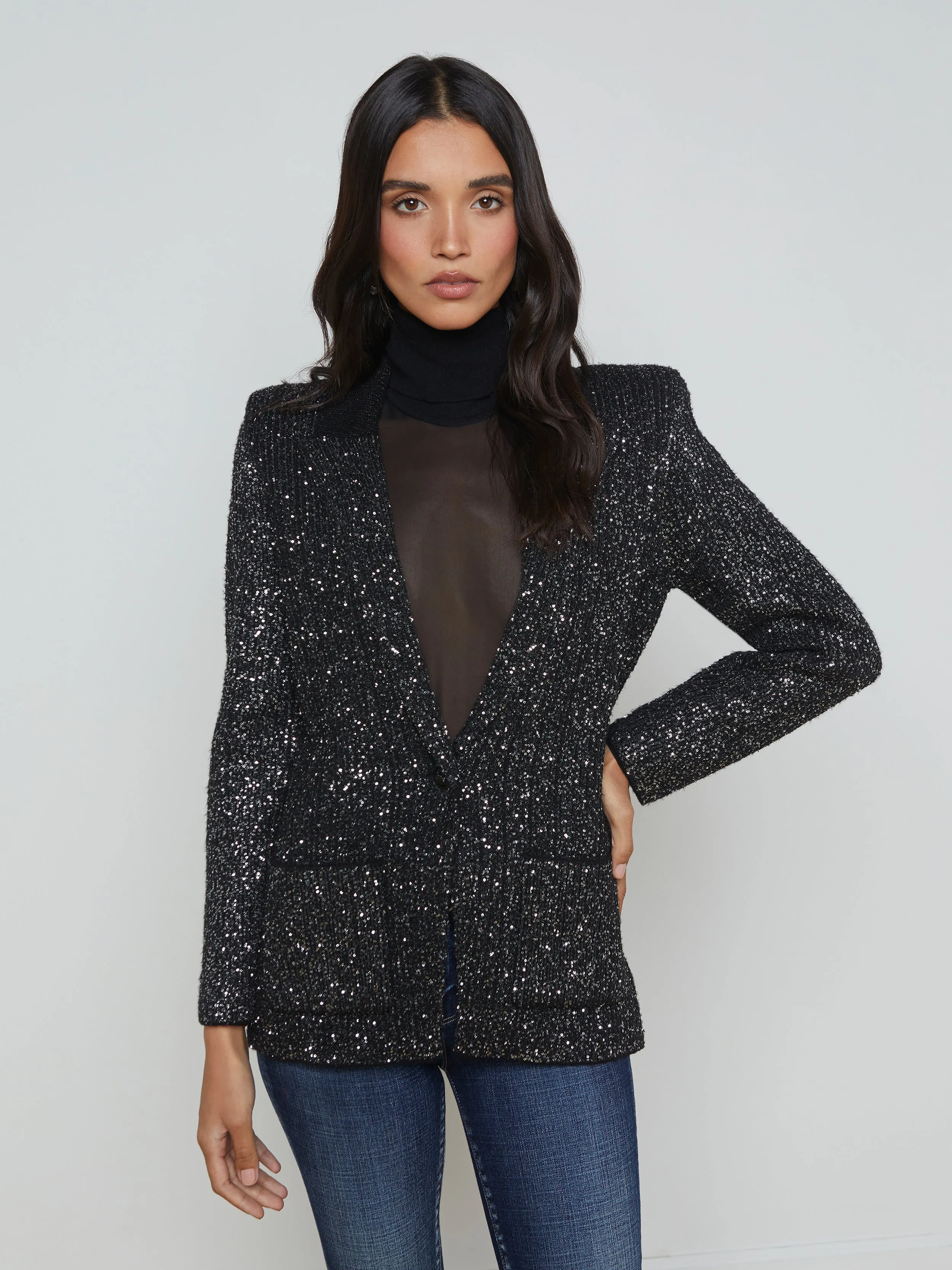 Leonora Sequin Knit Blazer