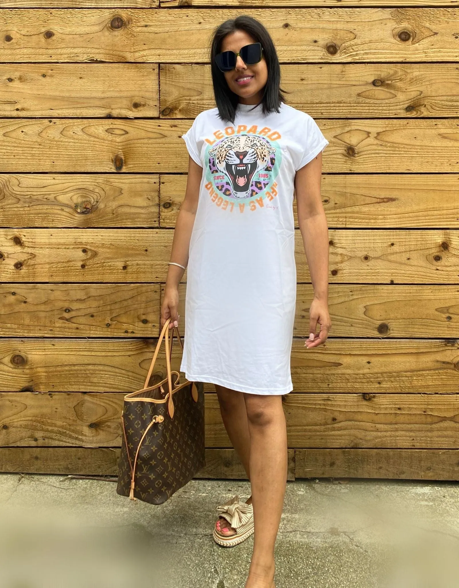 Leopard Legend White T shirt Dress