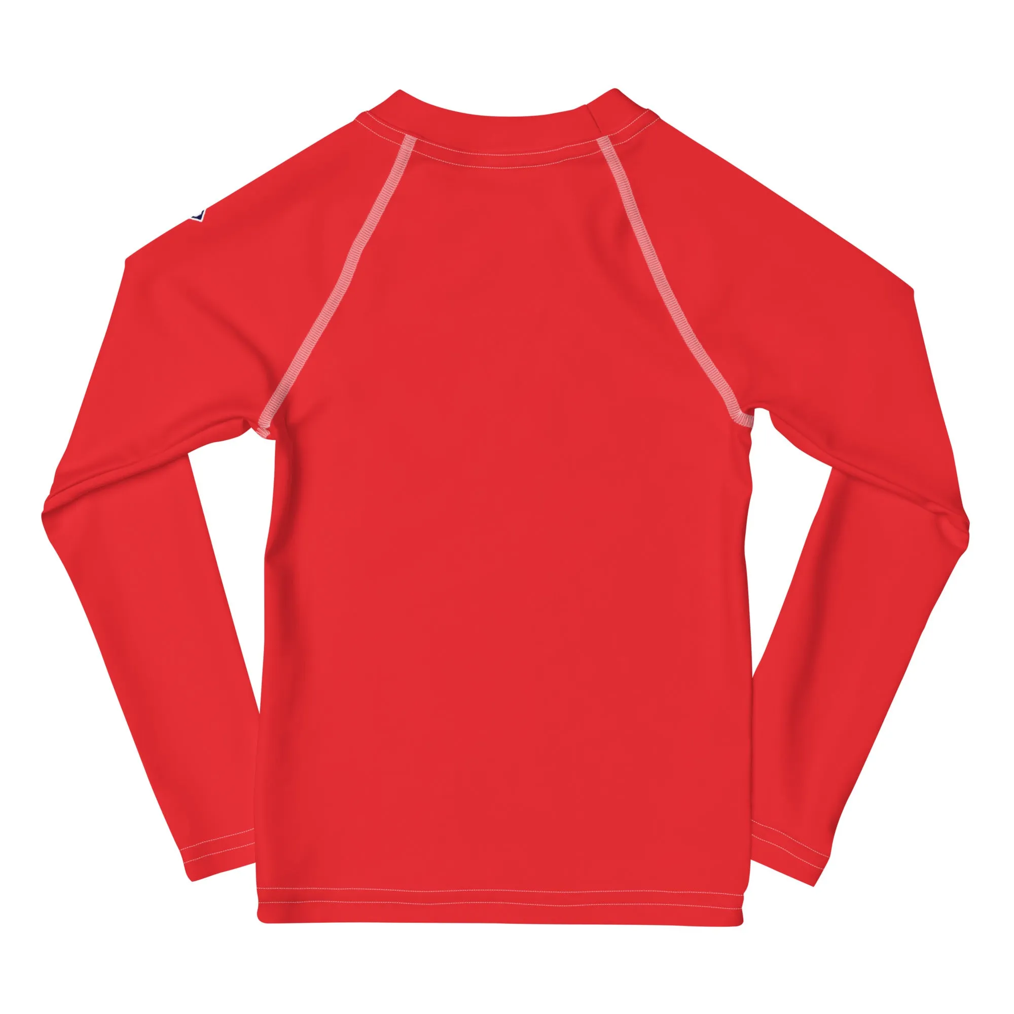 Little Fashionista: Girls' Long Sleeve Solid Color Rash Guards - Scarlet