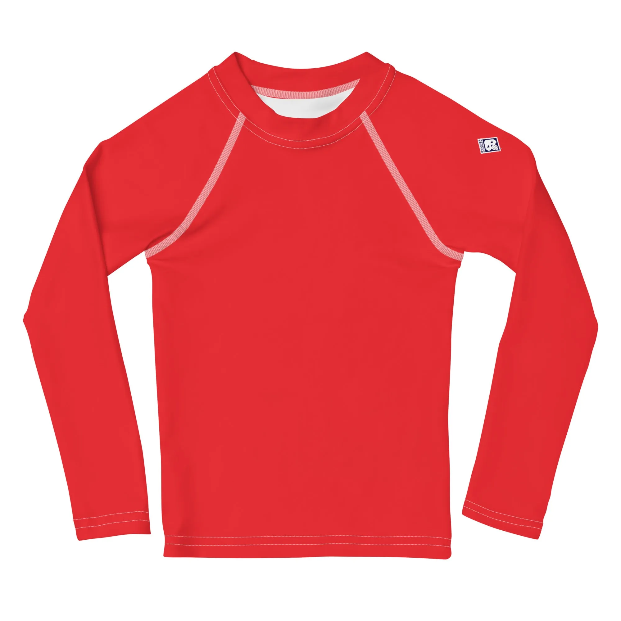 Little Fashionista: Girls' Long Sleeve Solid Color Rash Guards - Scarlet