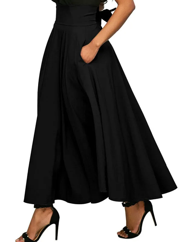 Long Skirt With Pocket High Quality Solid Ankle-Length