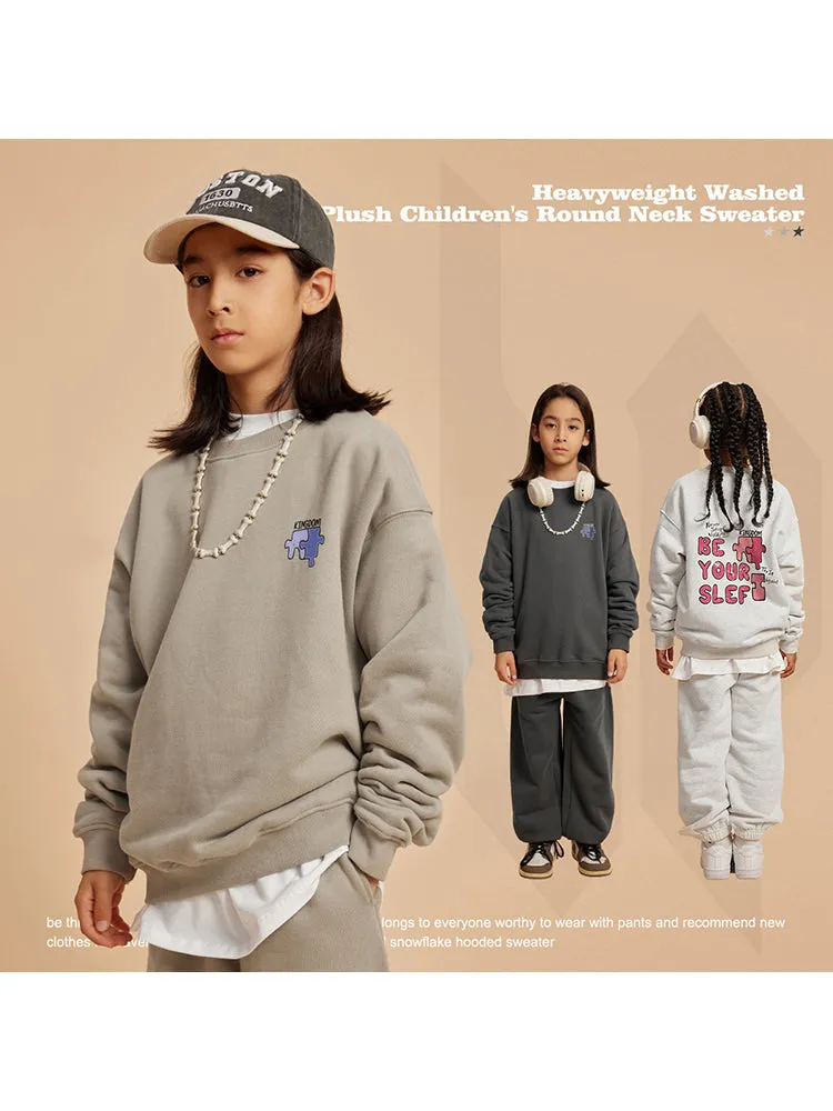 Loose-Fittng Letter Print Kids Hoodies