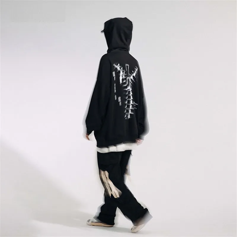 Loose Oversized Hoodie Sweatshirt 2021 Autumn Black Pullover Men Harajuku Hoodies Hip Hop Streetwear WB306