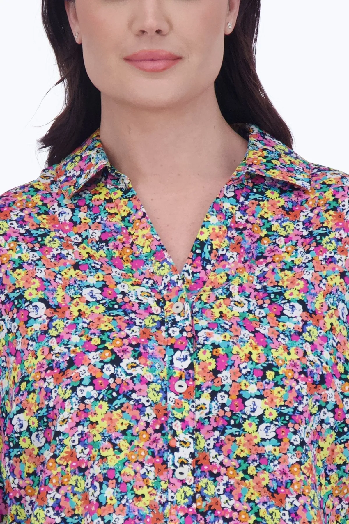 Mary Plus No Iron Ditsy Floral Shirt