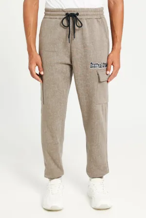 Men Brown Cargo Pocket Track Pants