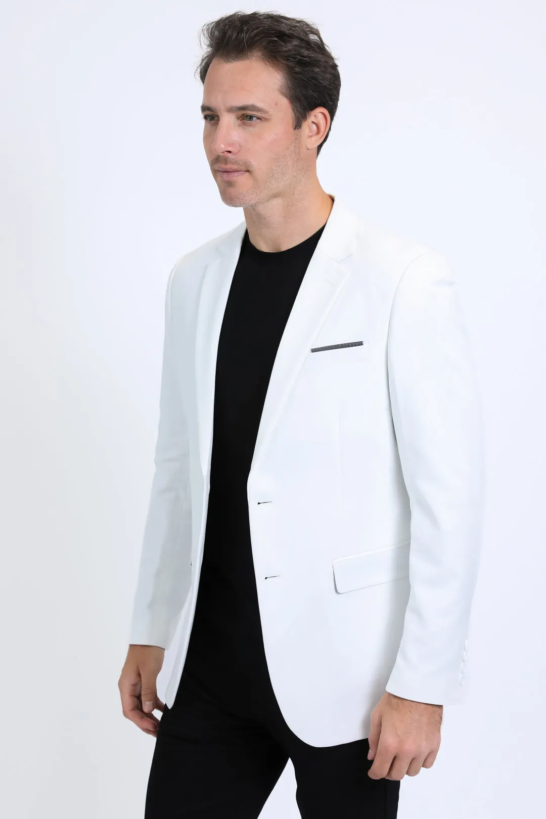 Mens Modern Fit Stretch Date Night White Blazer