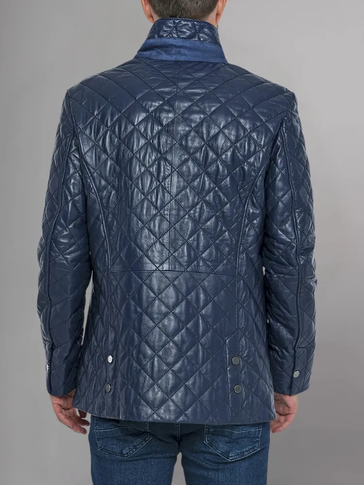 Men’s Quilted Black Cafe Racer Jacket