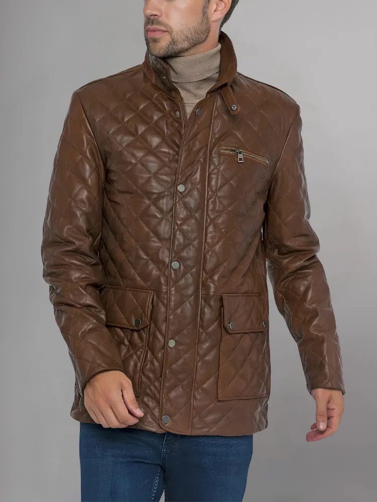 Men’s Quilted Black Cafe Racer Jacket