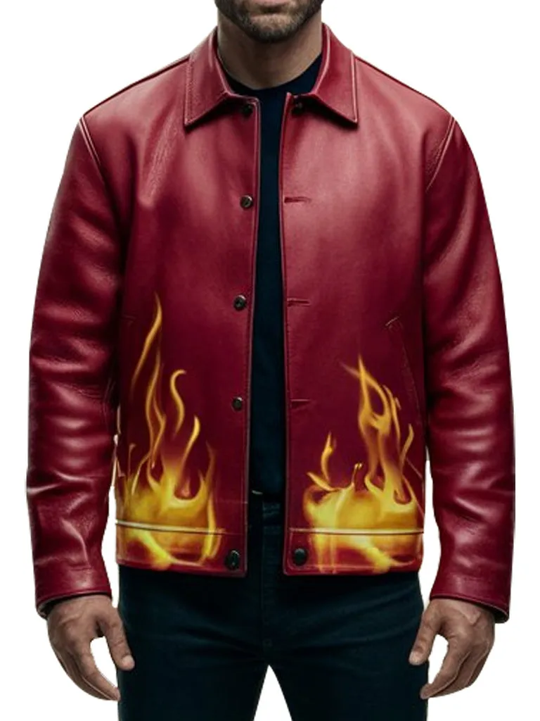 Men's Stylish Fire Red Leather Jacket