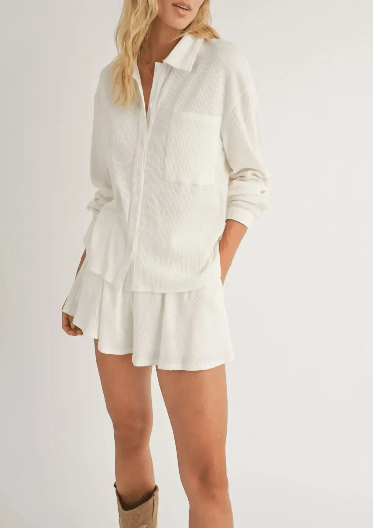 PCH Drive Button-Up Knit Shirt - White