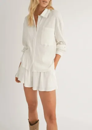 PCH Drive Button-Up Knit Shirt - White