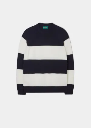 Plumstead Men's Crew Neck Jumper Dark Navy & Ecru