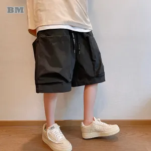 Plus Size Korean Big Pocket Cargo Shorts Men Casual Basketball Baggy Shorts