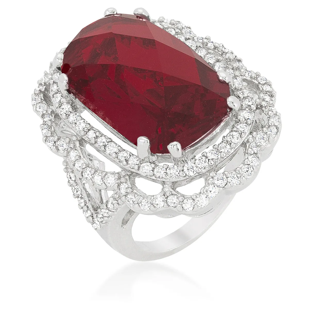 Red Cocktail Crest Ring