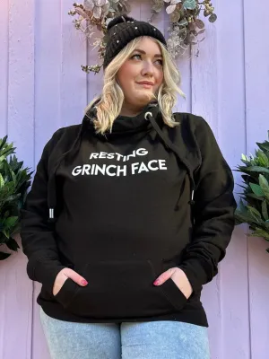 'Resting Grinch Face' Metallic Christmas Luxe Hoodie - Black