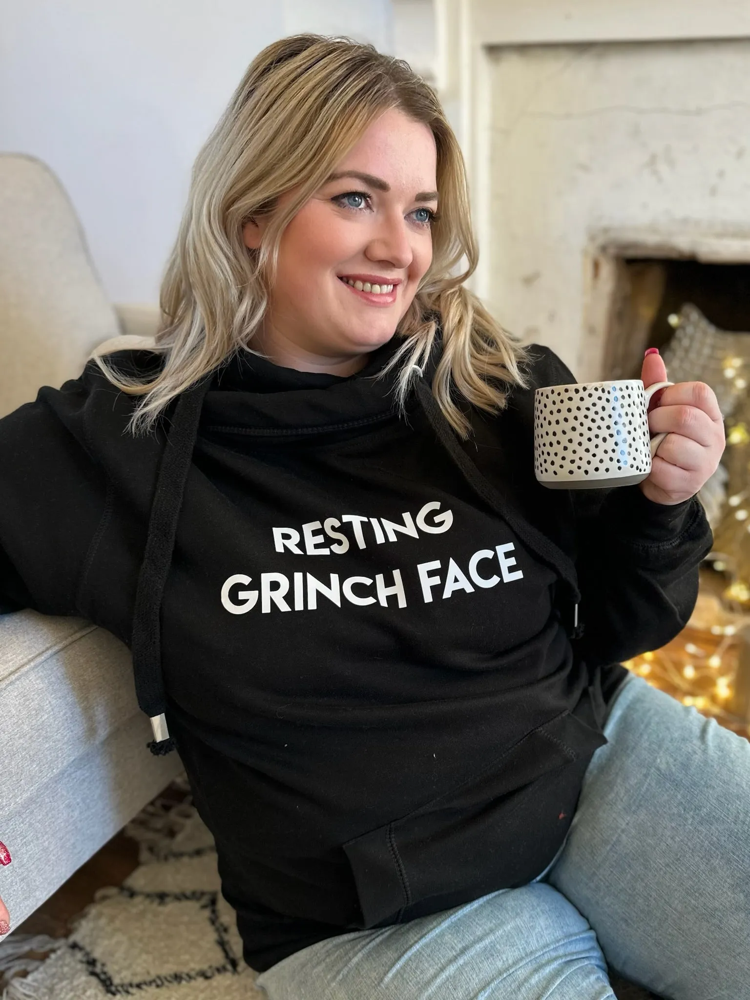 'Resting Grinch Face' Metallic Christmas Luxe Hoodie - Black