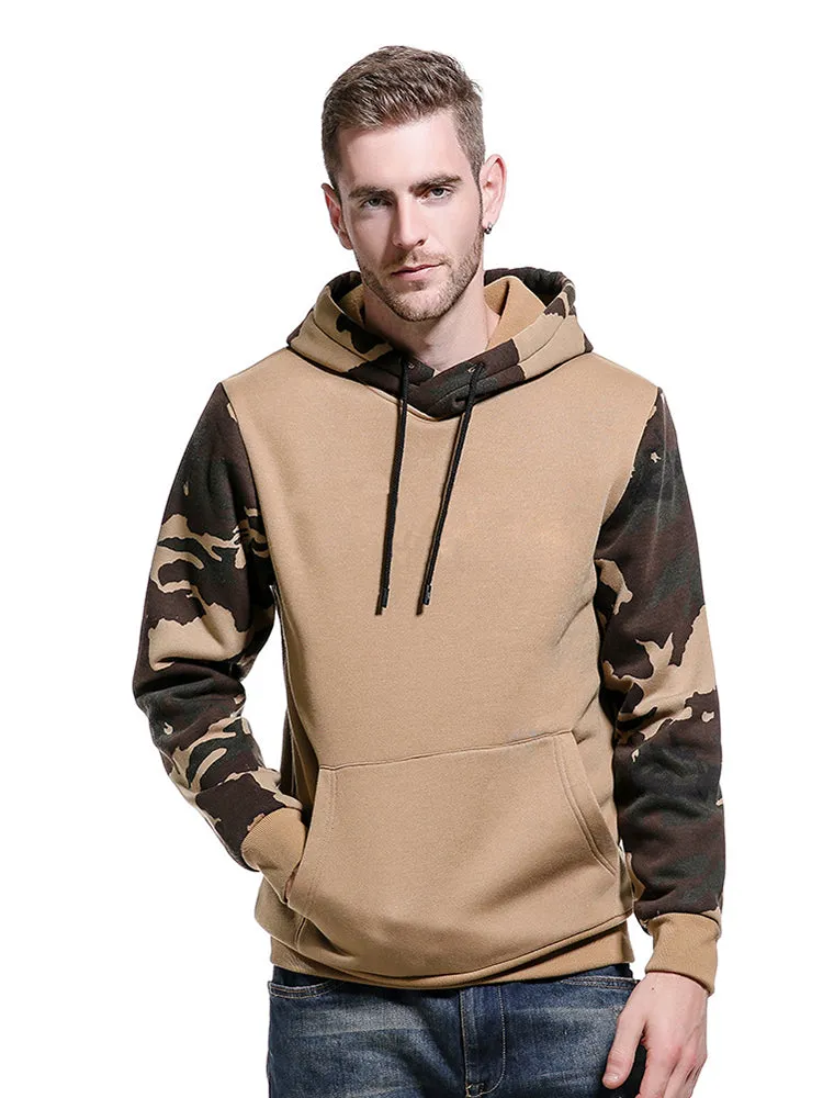 Retro Camouflage Color-Blocking Hoodies