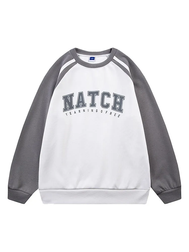 Retro Contrast Color Raglan Sleeve Hoodie