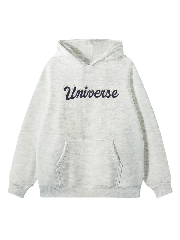 Retro Letter Print Pocket Hoodie