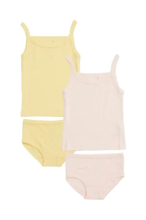 RIB JERSEY 2PACK STRAPTOP AND UNDERPANTS - SOFT YELLOW/ SOFT PINK COMB.