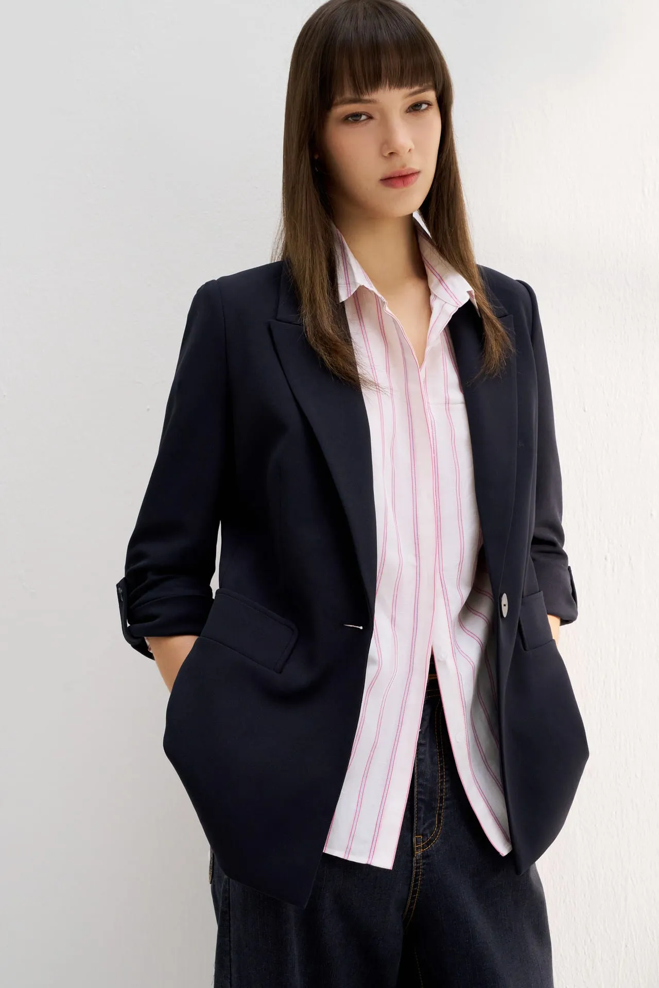 Slim Fit Rolled Sleeves Blazer