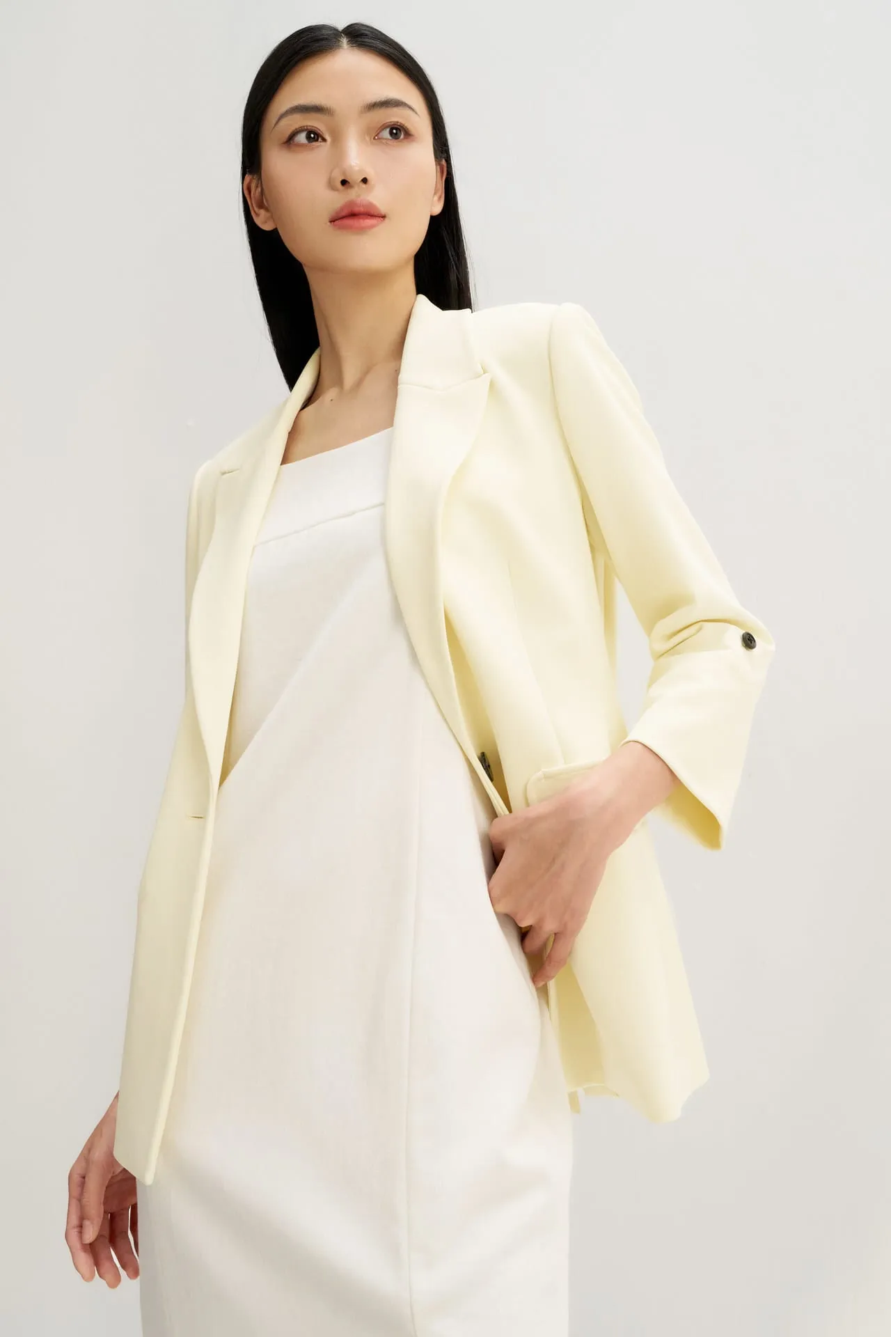 Slim Fit Rolled Sleeves Blazer