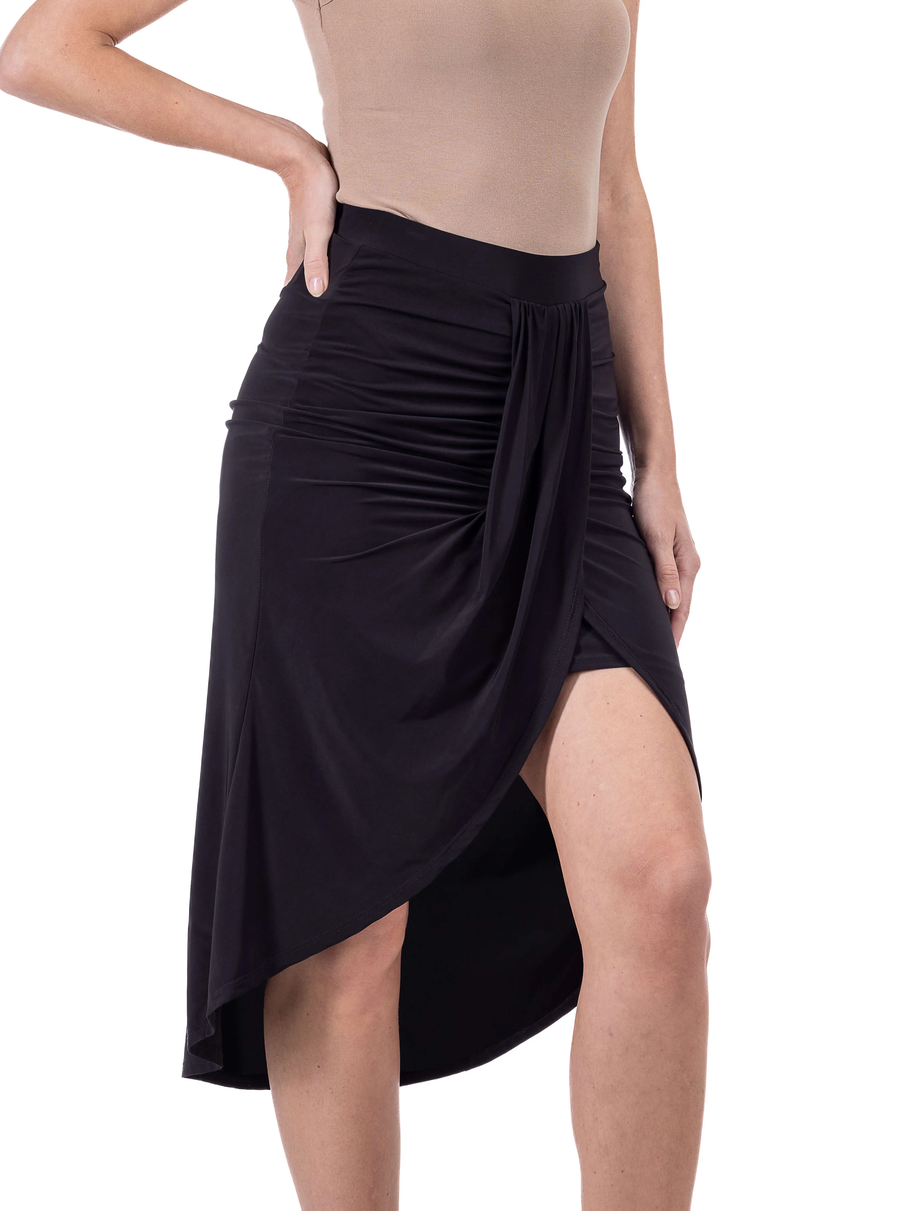 Solid Color Knee Length Tulip Skirt