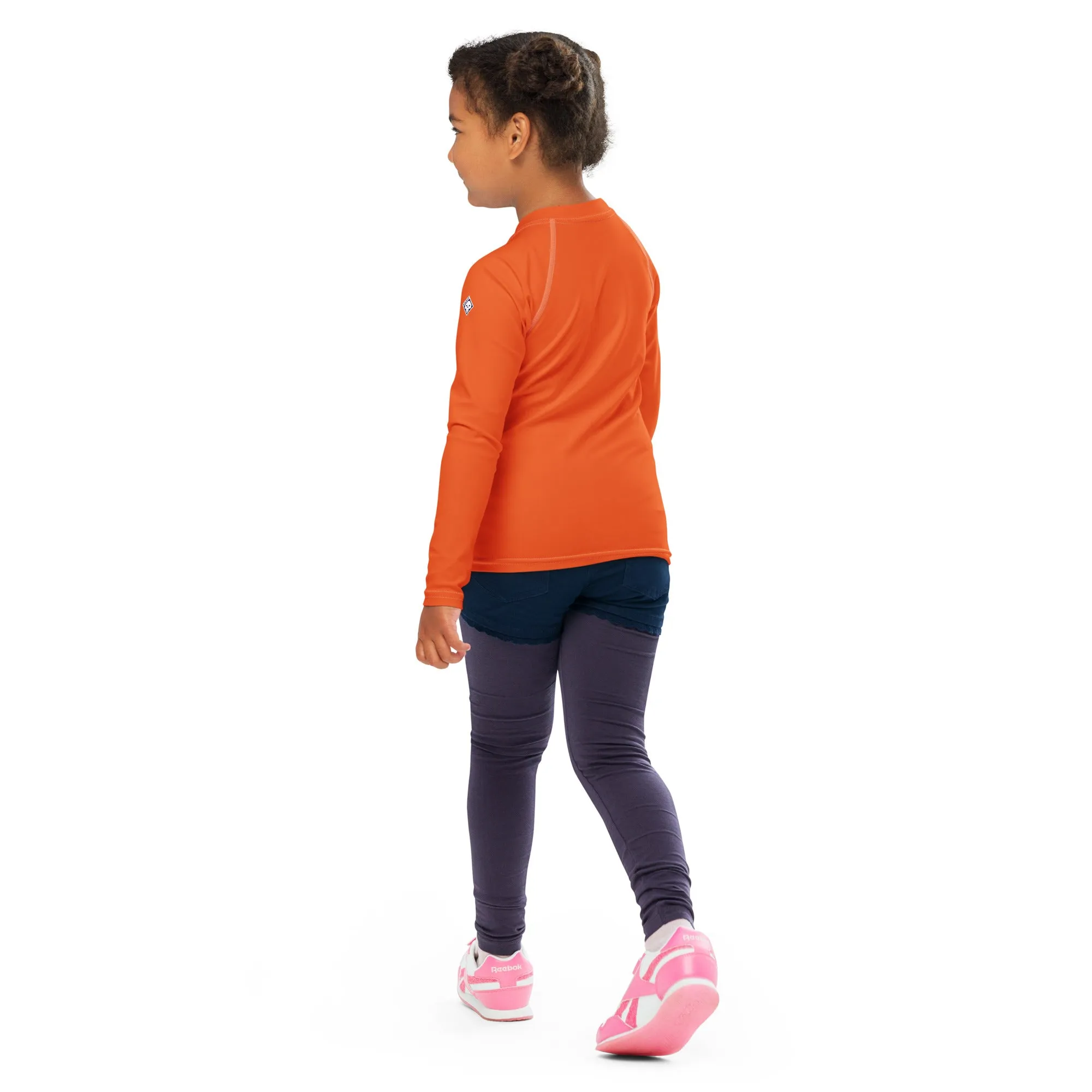 Splash-Ready Style: Solid Color Rash Guards for Young Girls - Flamingo