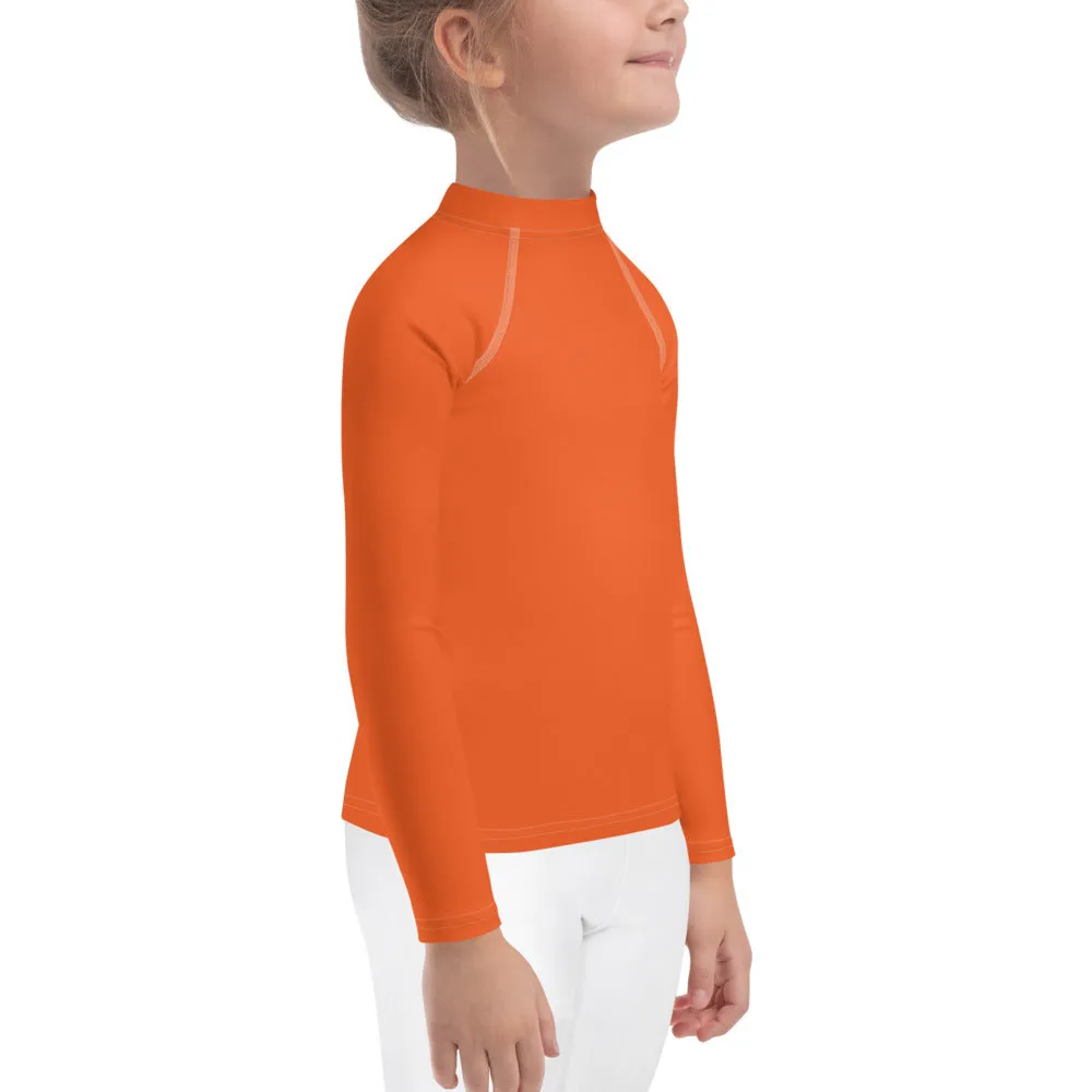 Splash-Ready Style: Solid Color Rash Guards for Young Girls - Flamingo