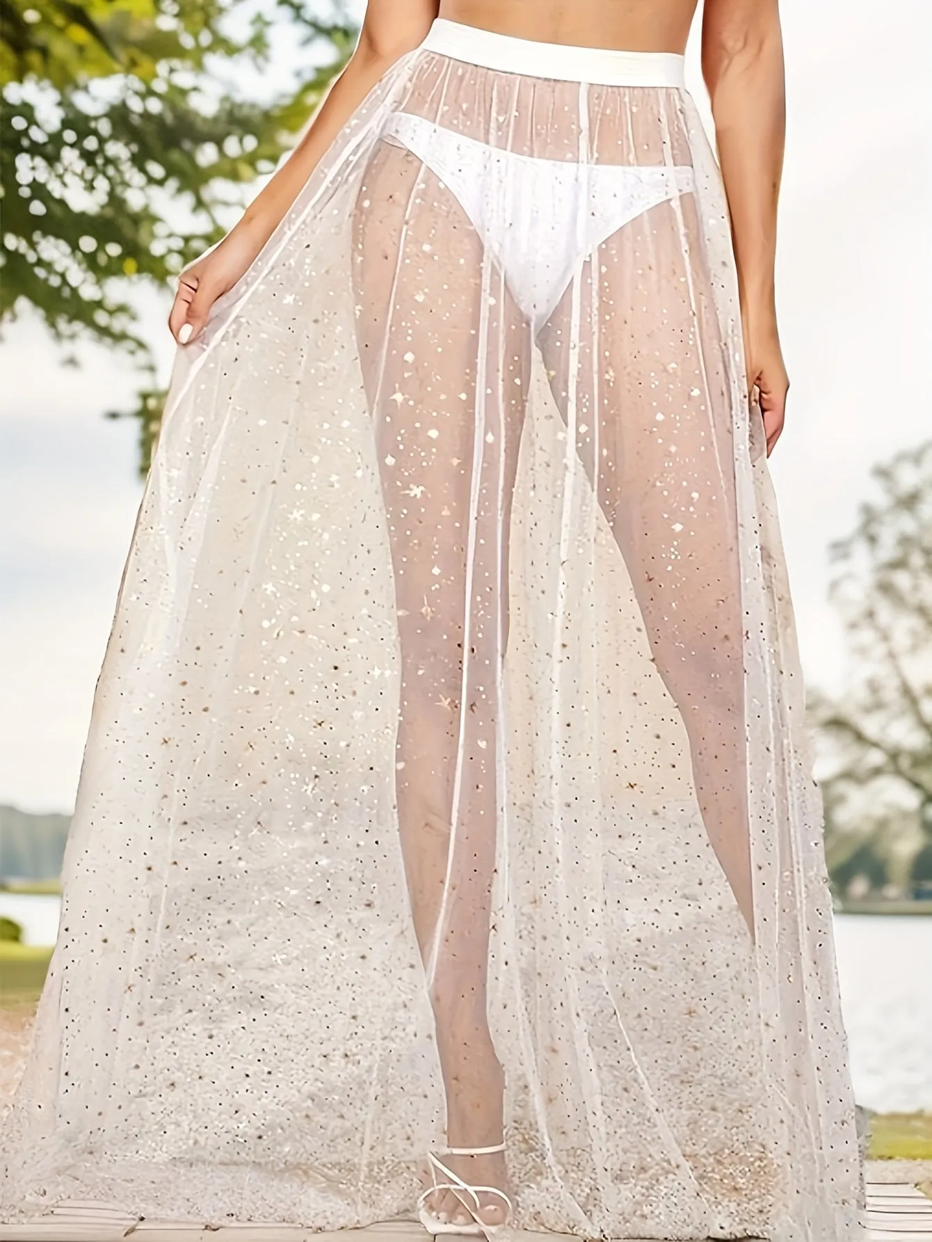 Starry Semisheer Mesh Skirt for Spring  Summer Style