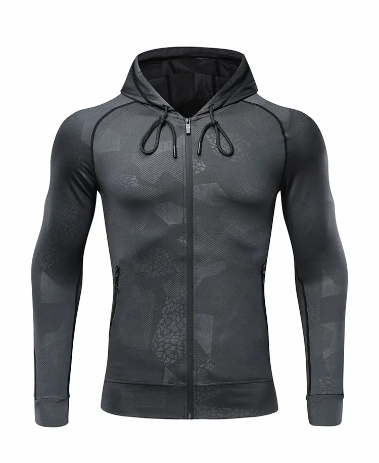 Stylish Elastic Sports Men's Hoodie with Zipper - SF0737