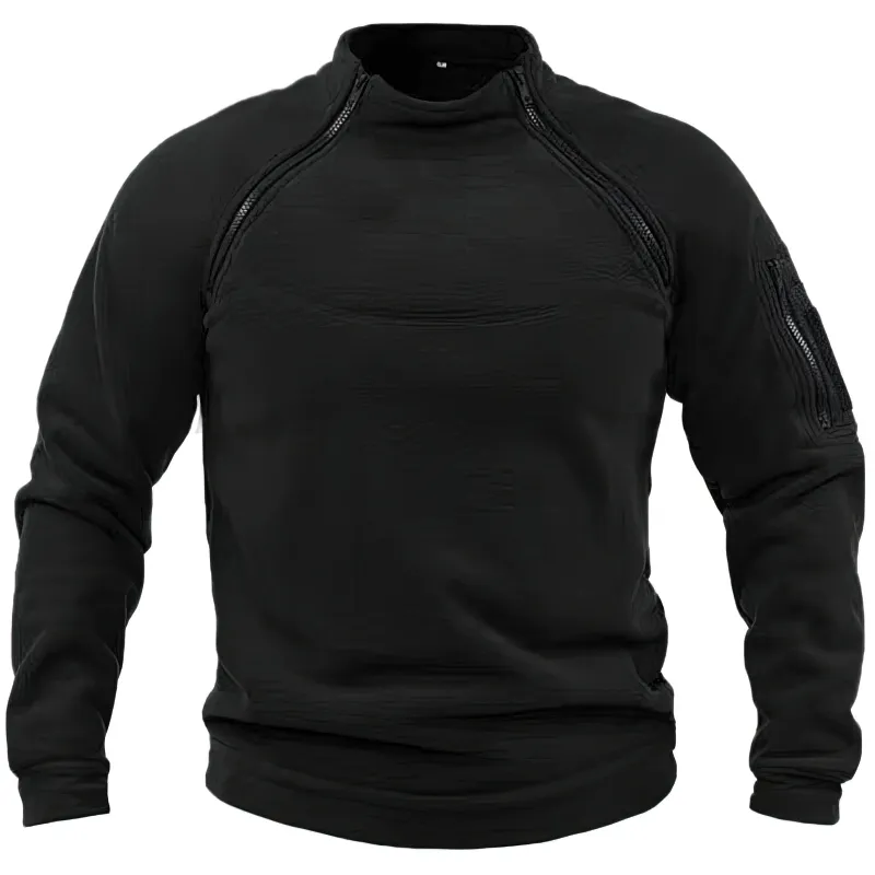 Stylish Men's Hoodie with Stand Collar and Sleeve Pocket - SF1355