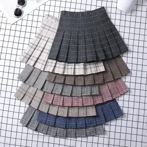 Summer Skirt For Women 2023 Korean Style Clothes Preppy Girls Chic And Elegant  Aesthetic Female A Line Mini Plaid Pleated Skirt